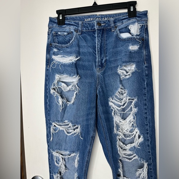 American Eagle Outfitters Blue Boyfriend Jeans Raw Hem - Picture 4 of 6
